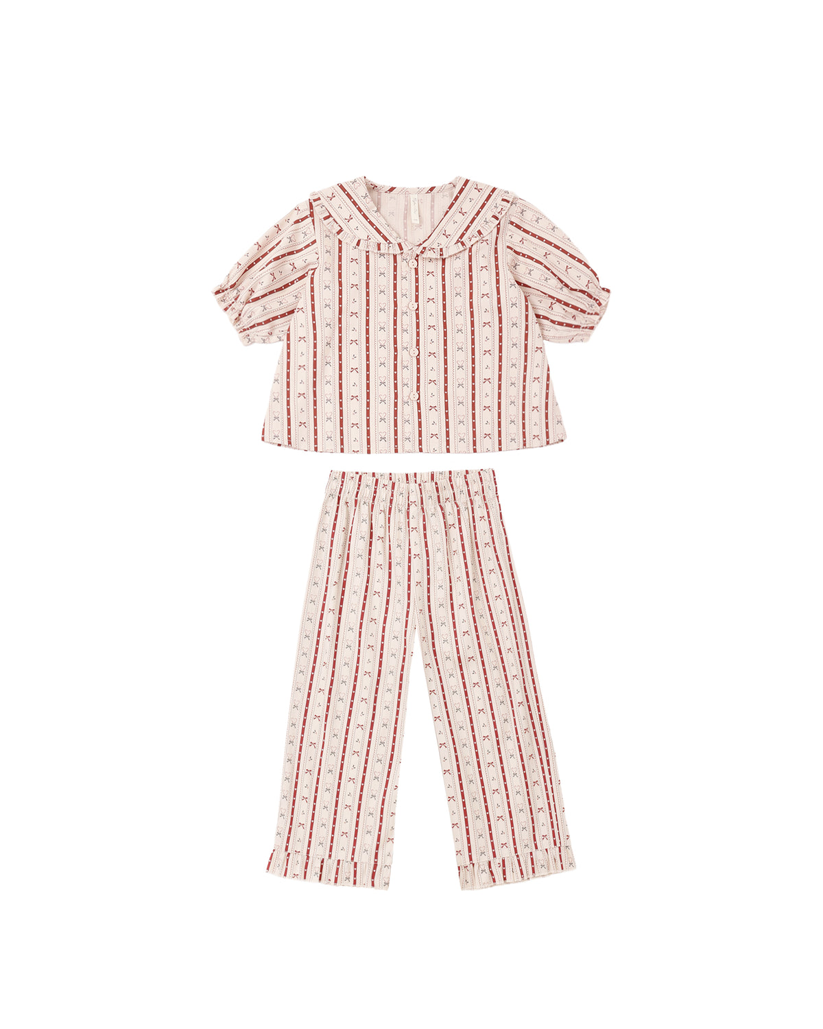 ruffle pajamas in candy cane lane