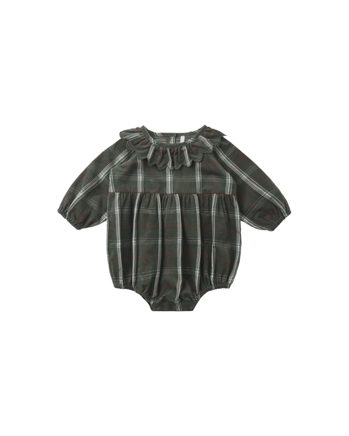 freya romper in holiday plaid