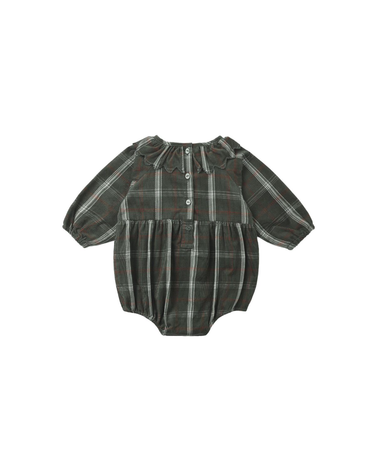 freya romper in holiday plaid