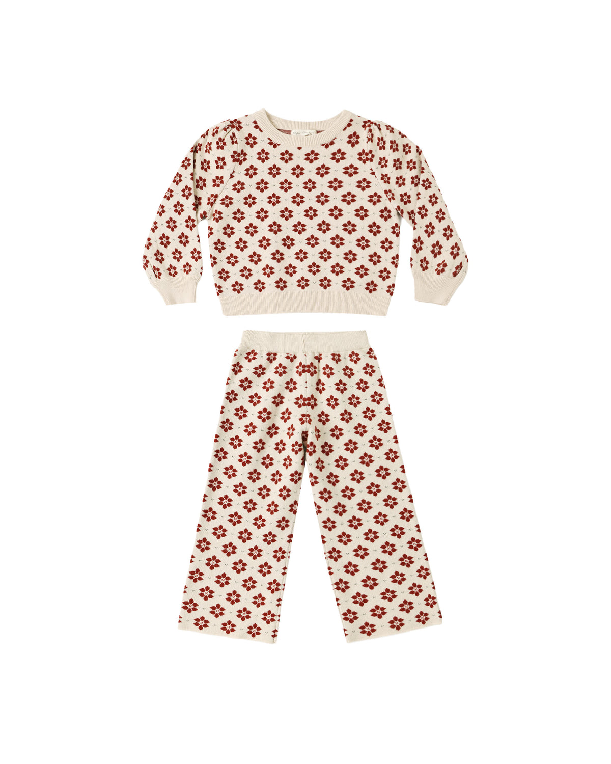 jacquard knit set in poinsettias