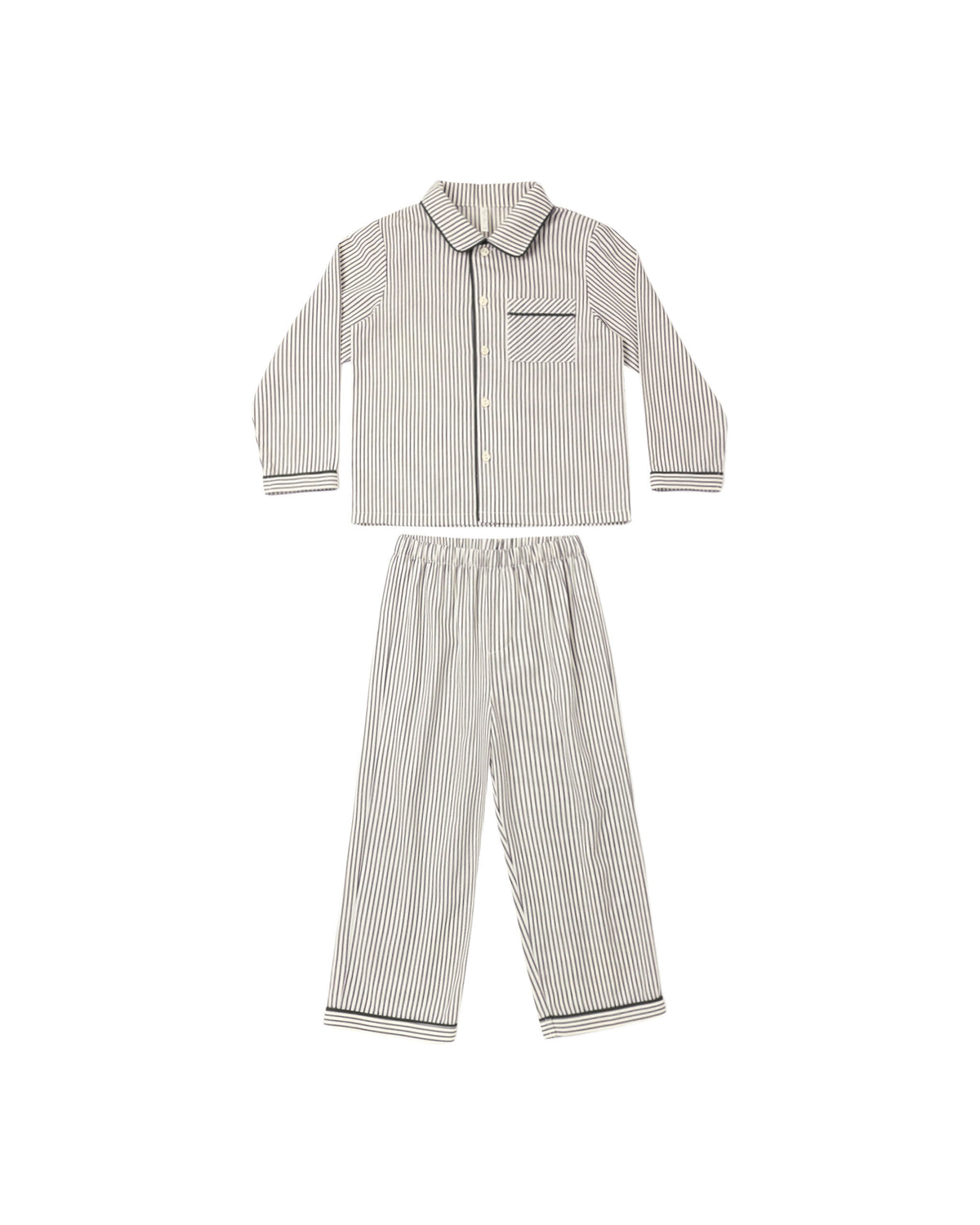 long sleeve pajamas in evergreen stripe