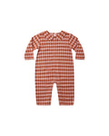 Baby Pajama Romper in Ruby Plaid