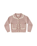 collared cardigan in rosewood