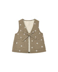 utility vest in embroidered daisies