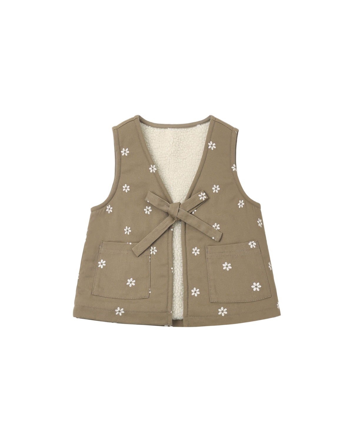 utility vest in embroidered daisies