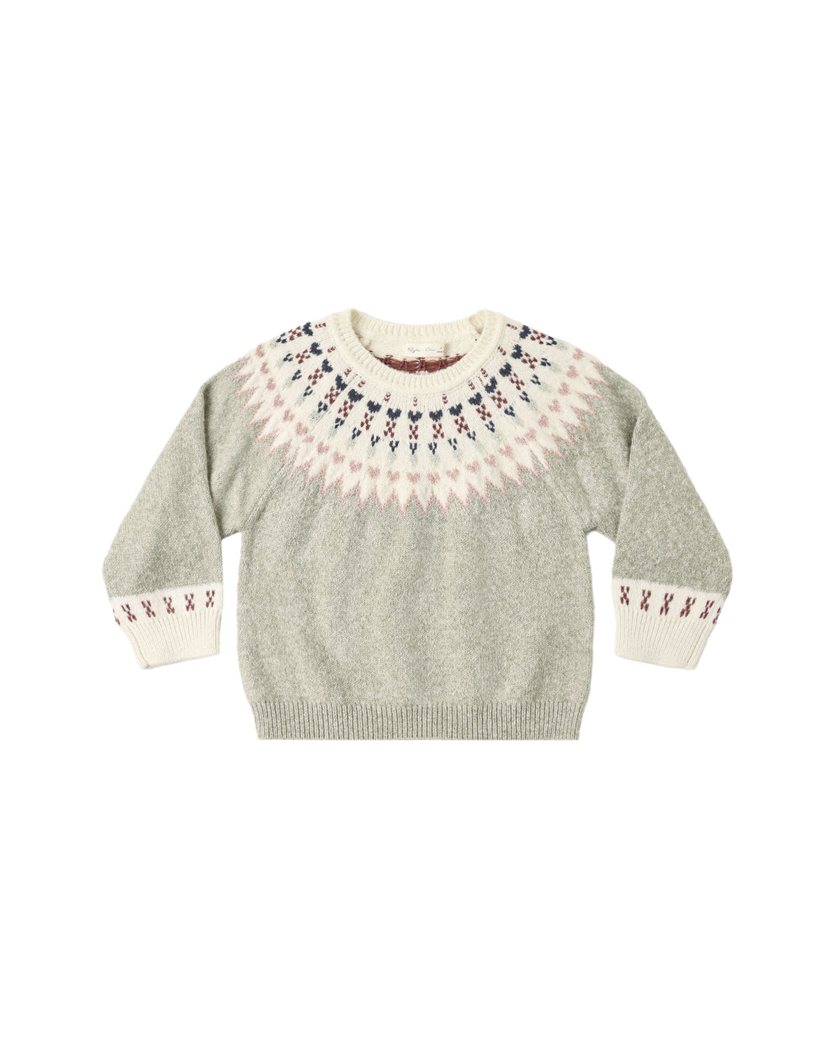 teen fair isle sweater in sage, 12y