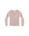 ribbed long sleeve tee in rosewood