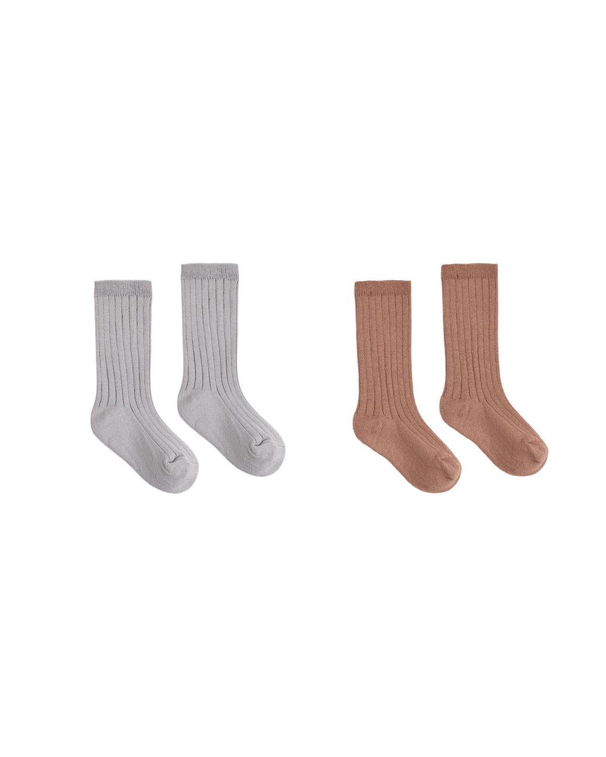ribbed socks, 2 pack in clay & dusty blue