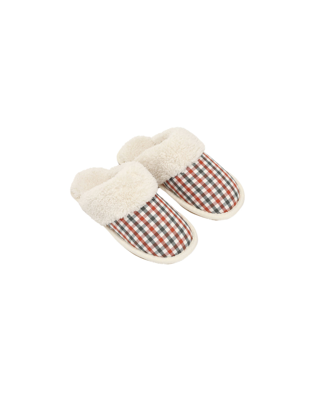 slippers in holiday gingham