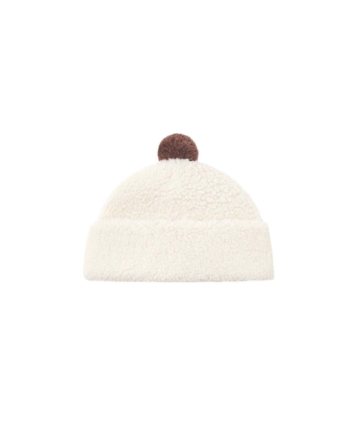 pom shearling beanie in natural