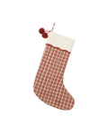 noel stocking in ruby plaid