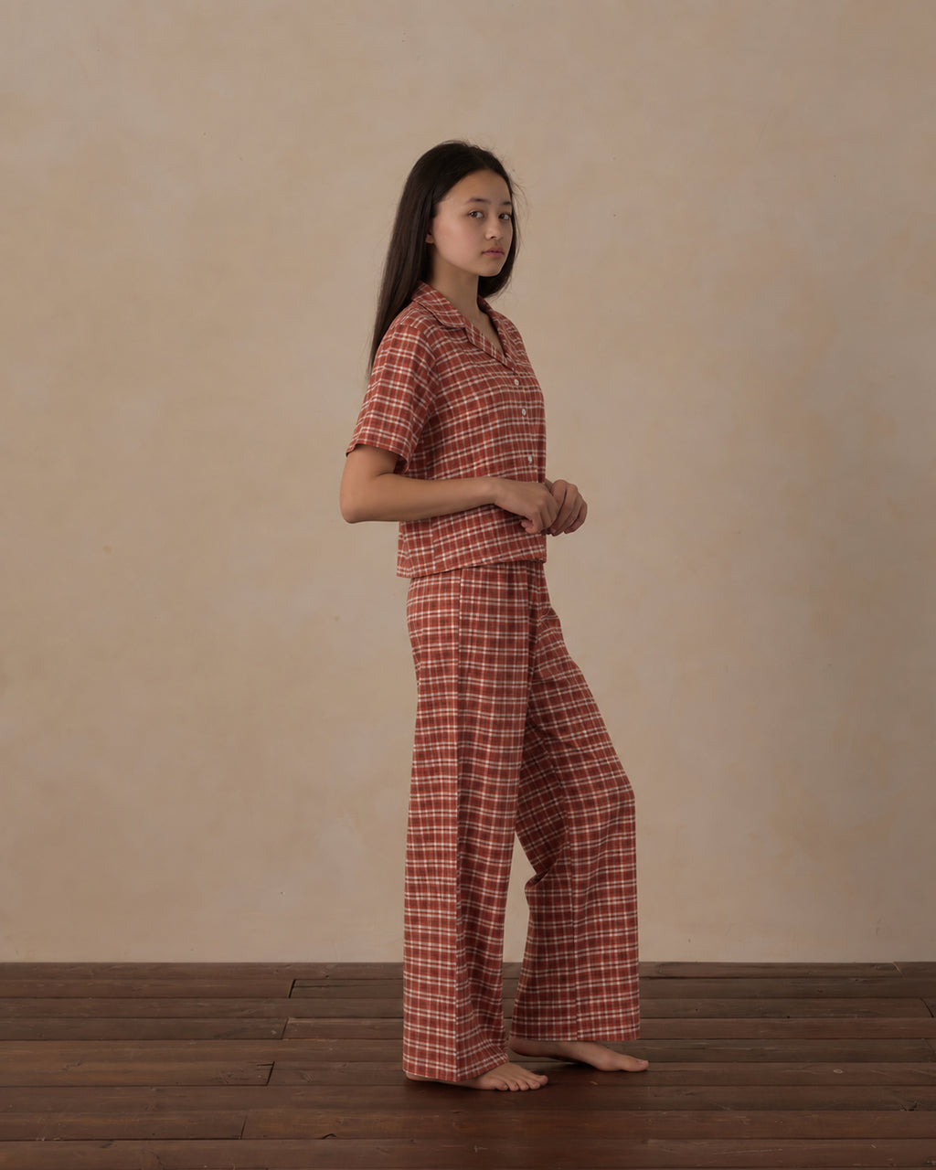 teen woven pajama in ruby plaid