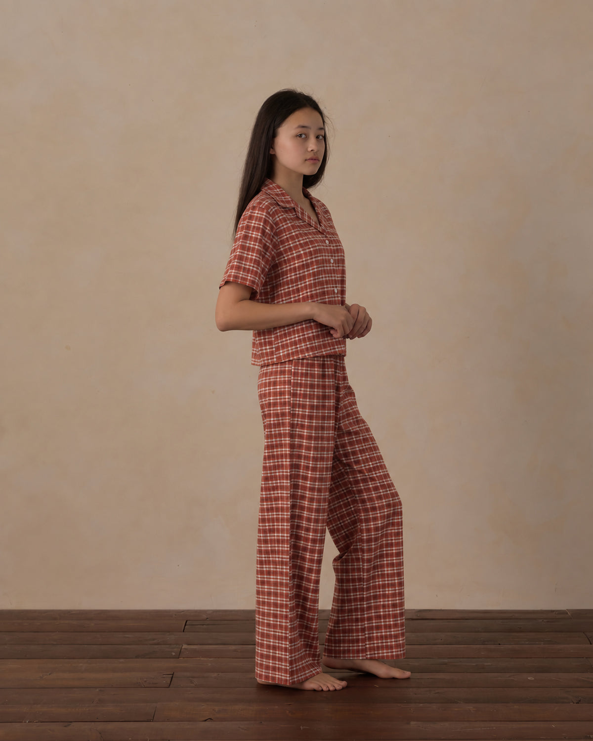 teen woven pajama in ruby plaid