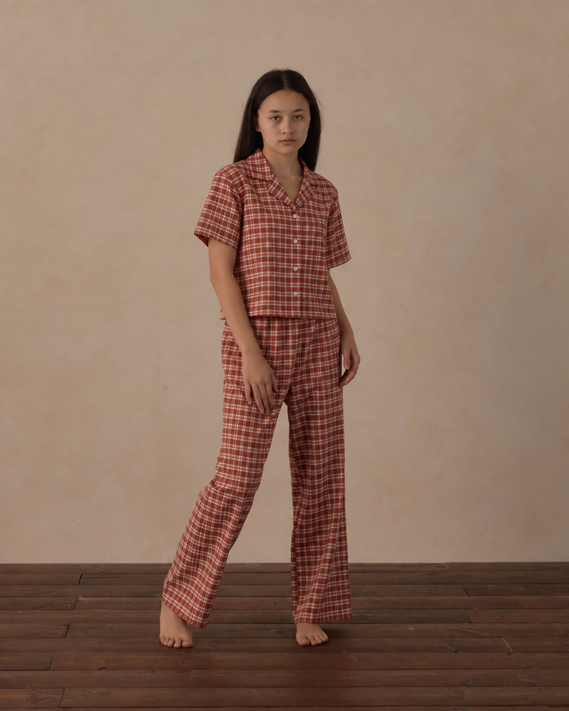 teen woven pajama in ruby plaid
