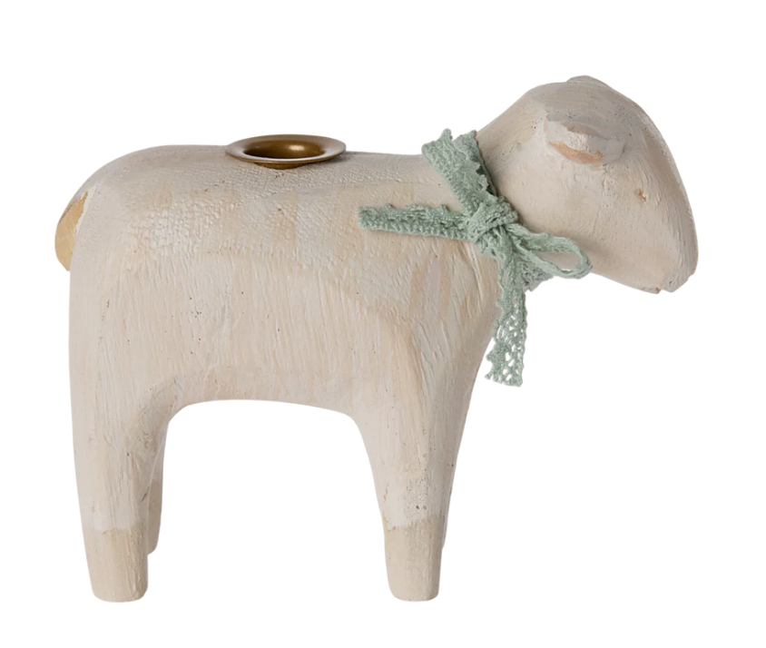 candle hold lamb, in mint