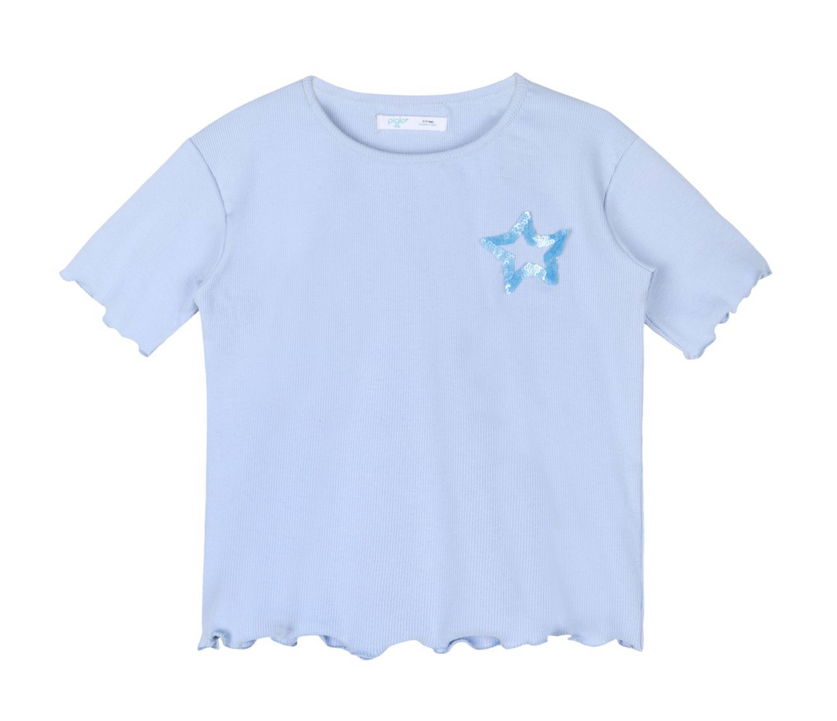 Blue Short Sleeve Sequin Star Top