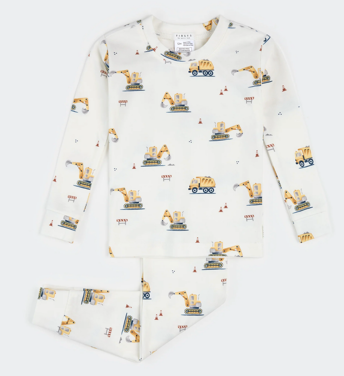 Diggers Print on Off White Pajamas