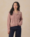 women's collared cardigan in rosewood