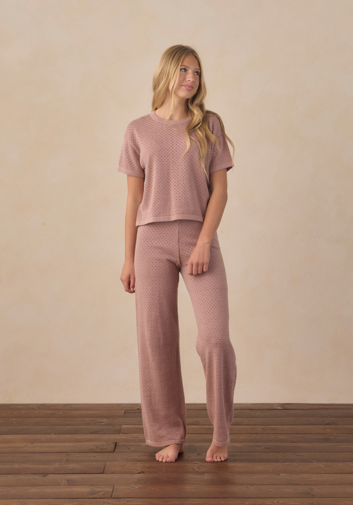 teen knit wide leg pant in rosewood 12y