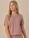 teen boxy crop knit tee in rosewood, 12y