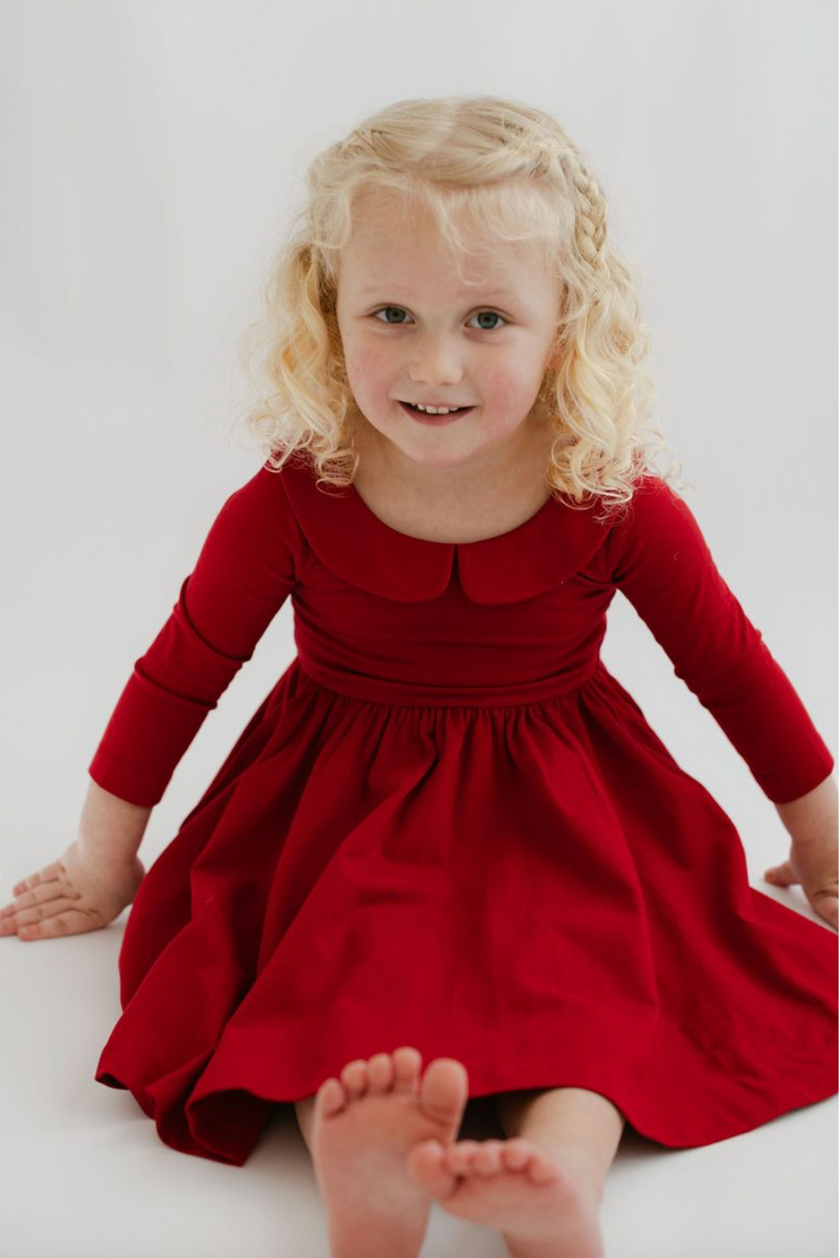3/4 Sleeve Twirl Dress in Classic Red