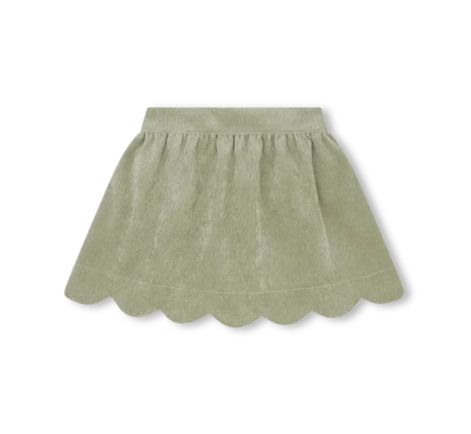 Susie Scallop Skirt in Sweetgrass Corduroy