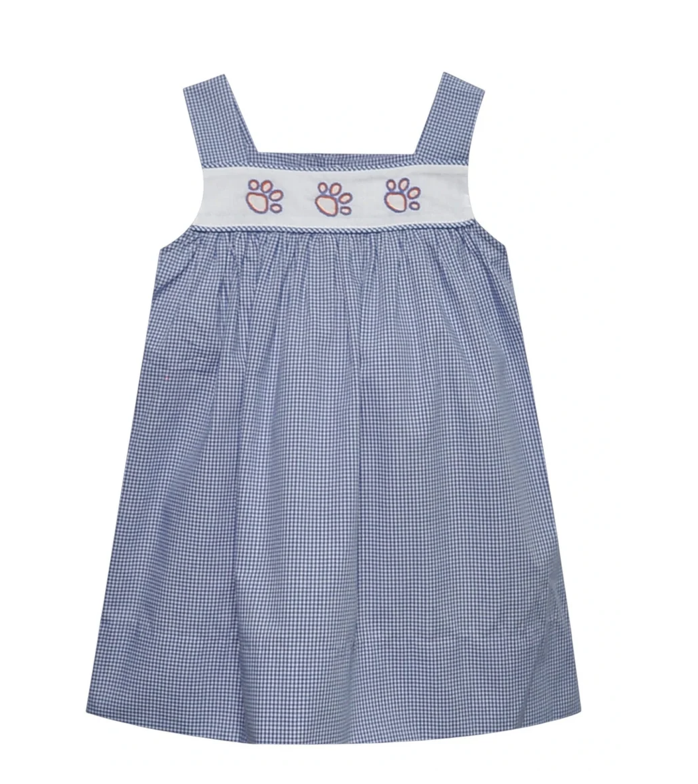 Tiger Paw Prints Navy/Orange Dress