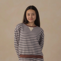 Teen Oversized Crew Sweatshirt in Midnight Stripe