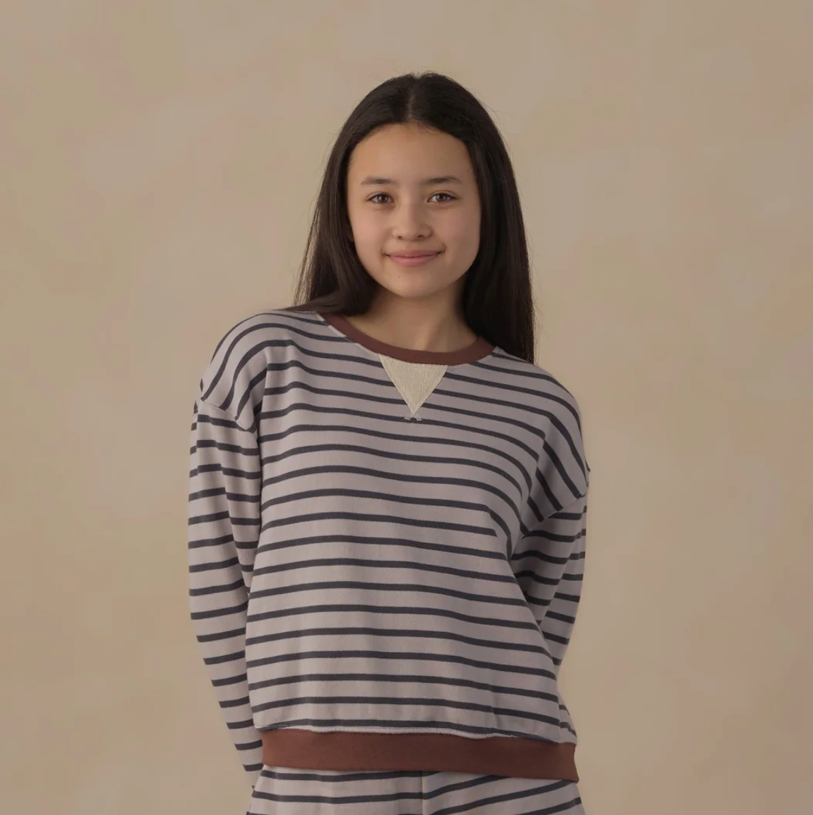 Teen Oversized Crew Sweatshirt in Midnight Stripe