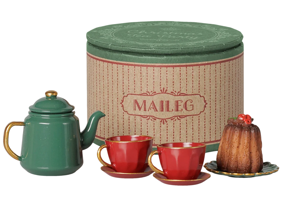 christmas tea party, mouse - red/green