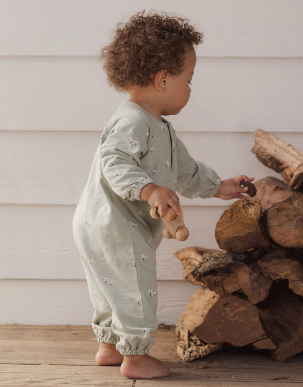 Henley Jumpsuit in Mushrooms