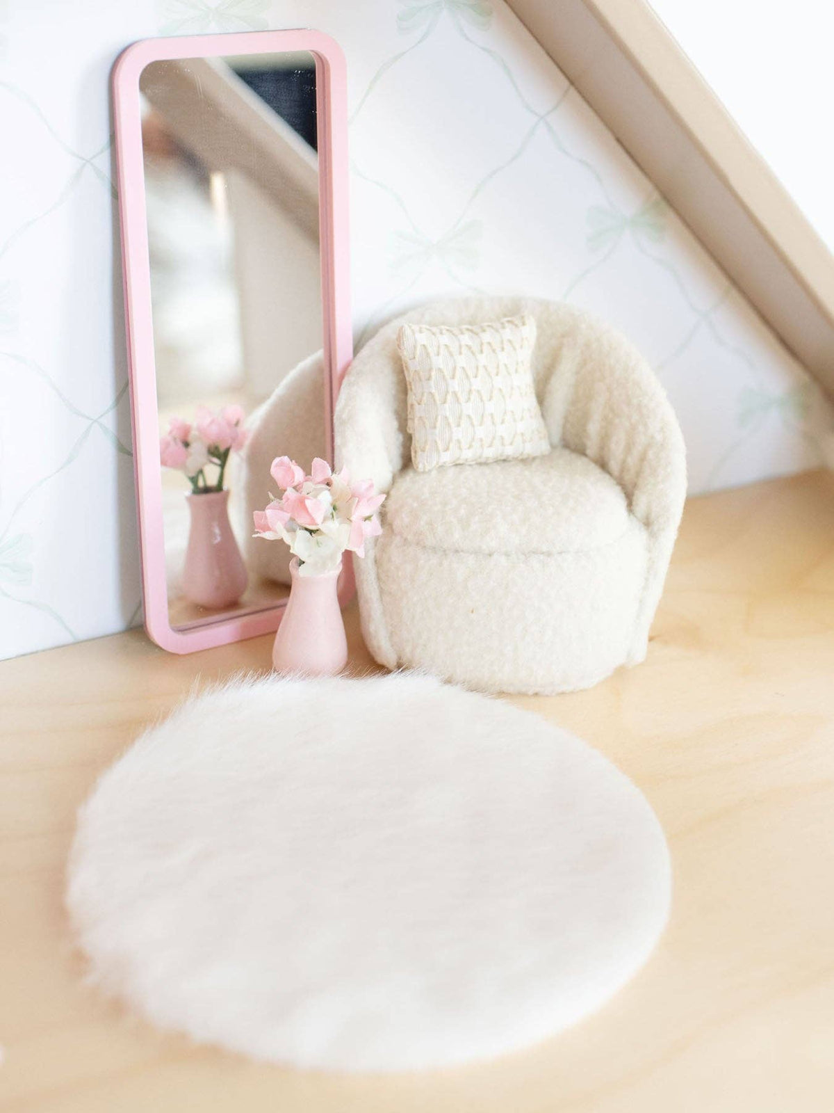 Luxe Plush Rugs | Pink, Blue, Oatmeal, & White | Dollhouse Miniature Wall Accessories & Decor: Dusty Rose