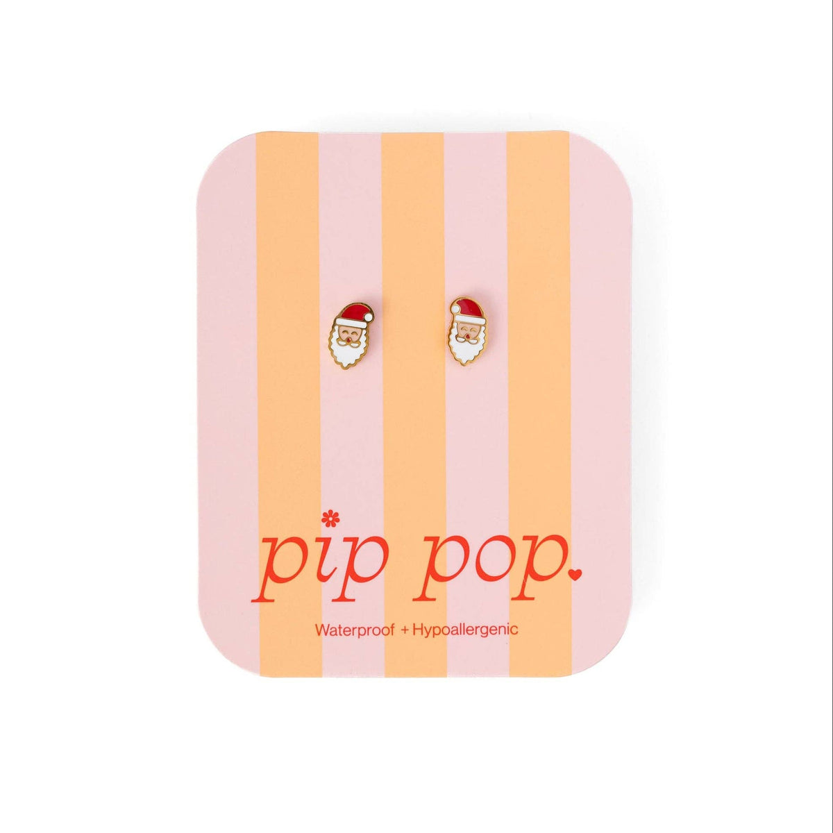 Santa Stud Earrings - Hypoallergenic, Flat Back, Girl Gift: Pair
