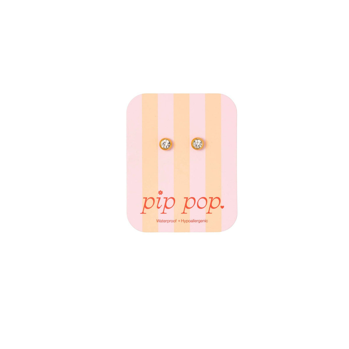 Round Diamond Stud - Hypoallergenic, Flat Back, Girl Gift: Pair