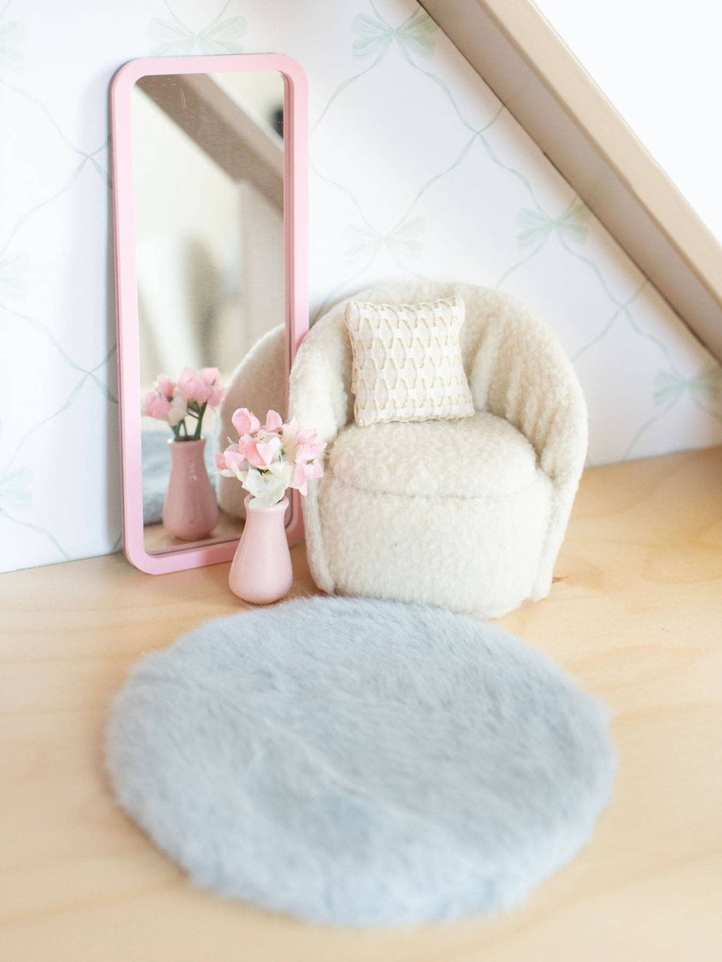 Luxe Plush Rugs | Pink, Blue, Oatmeal, & White | Dollhouse Miniature Wall Accessories & Decor: Dusty Rose