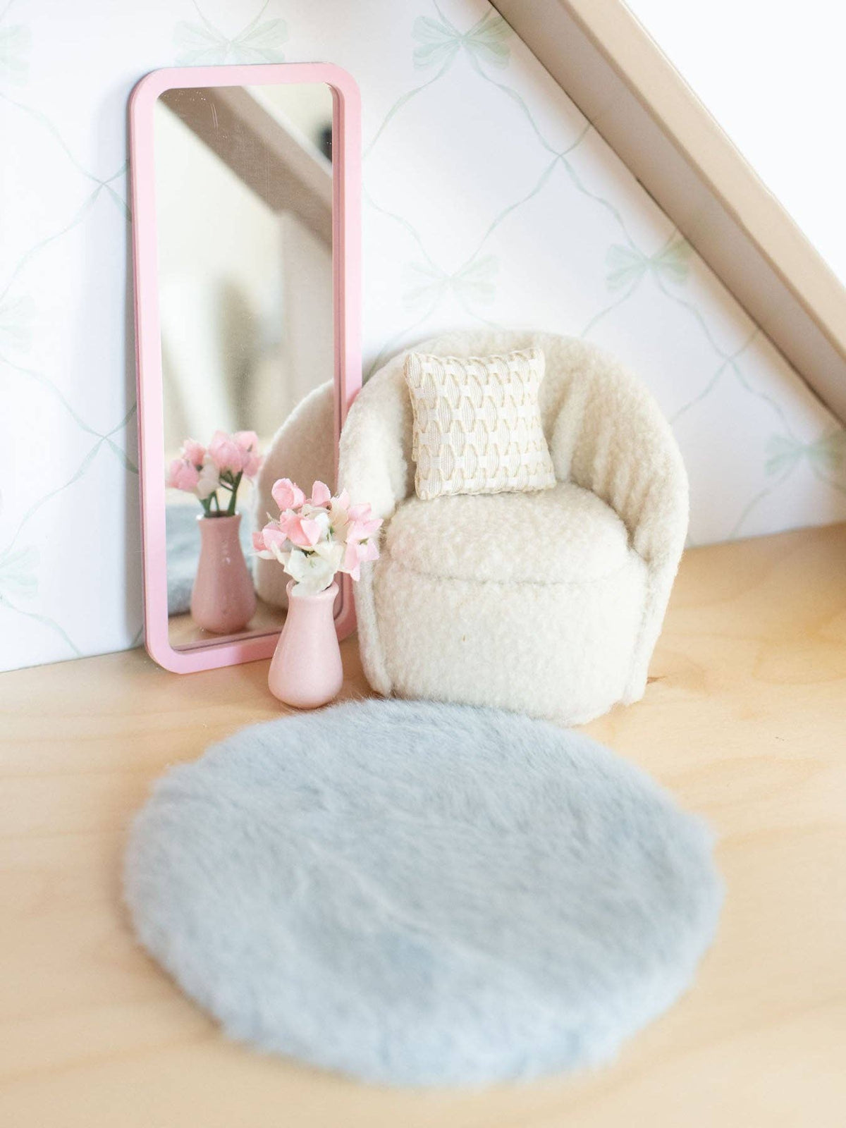 Luxe Plush Rugs | Pink, Blue, Oatmeal, & White | Dollhouse Miniature Wall Accessories & Decor: Dusty Rose