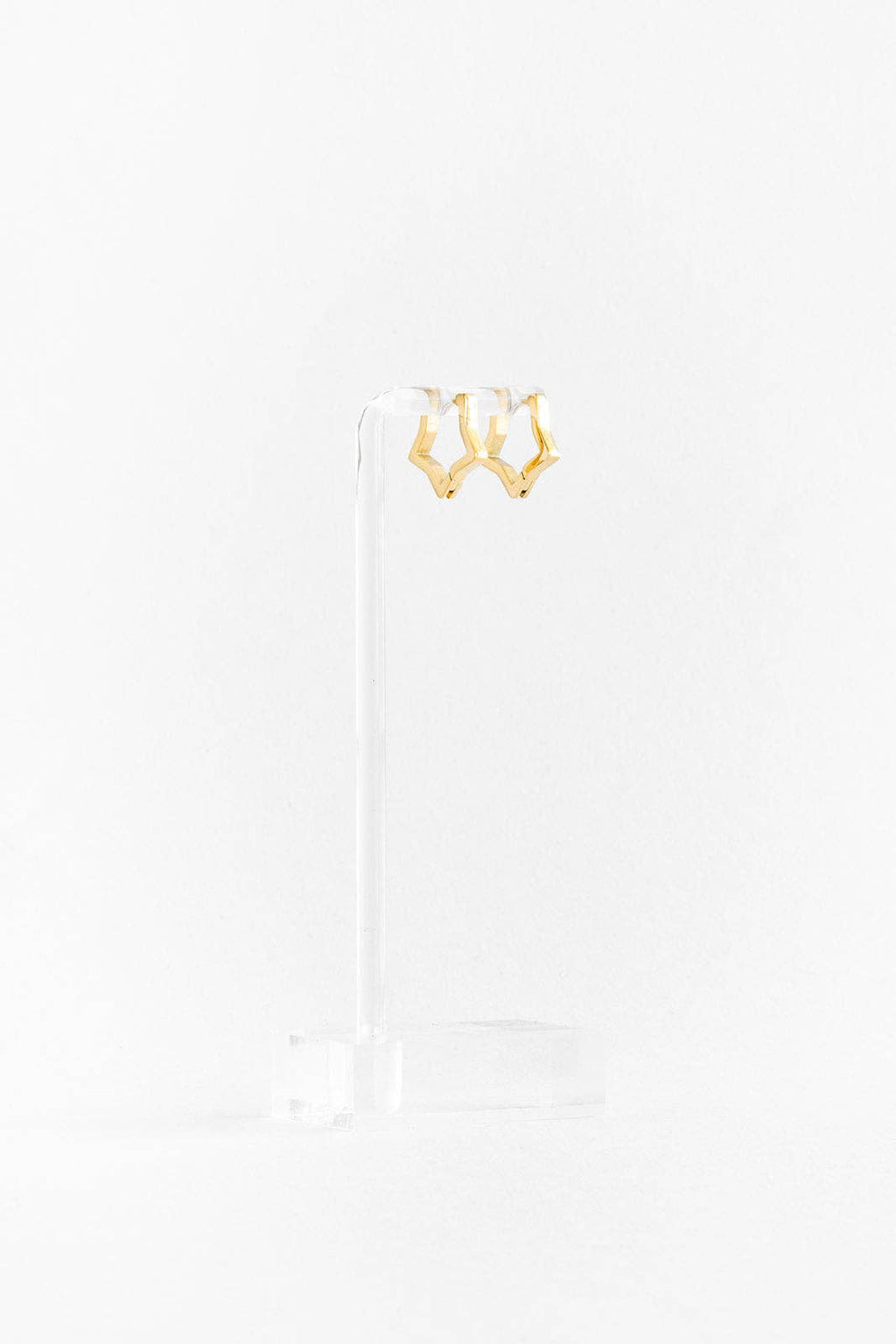 Star Hoop Stud Earrings - Hypoallergenic, Flat Back, Girl : Gold
