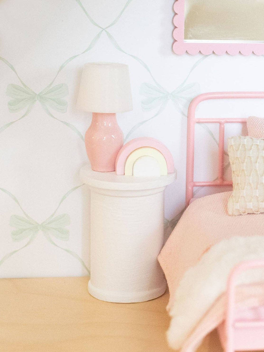 Pretty Pink Table Lamps | Dollhouse Miniature 1:12 Scale: Drum Shade
