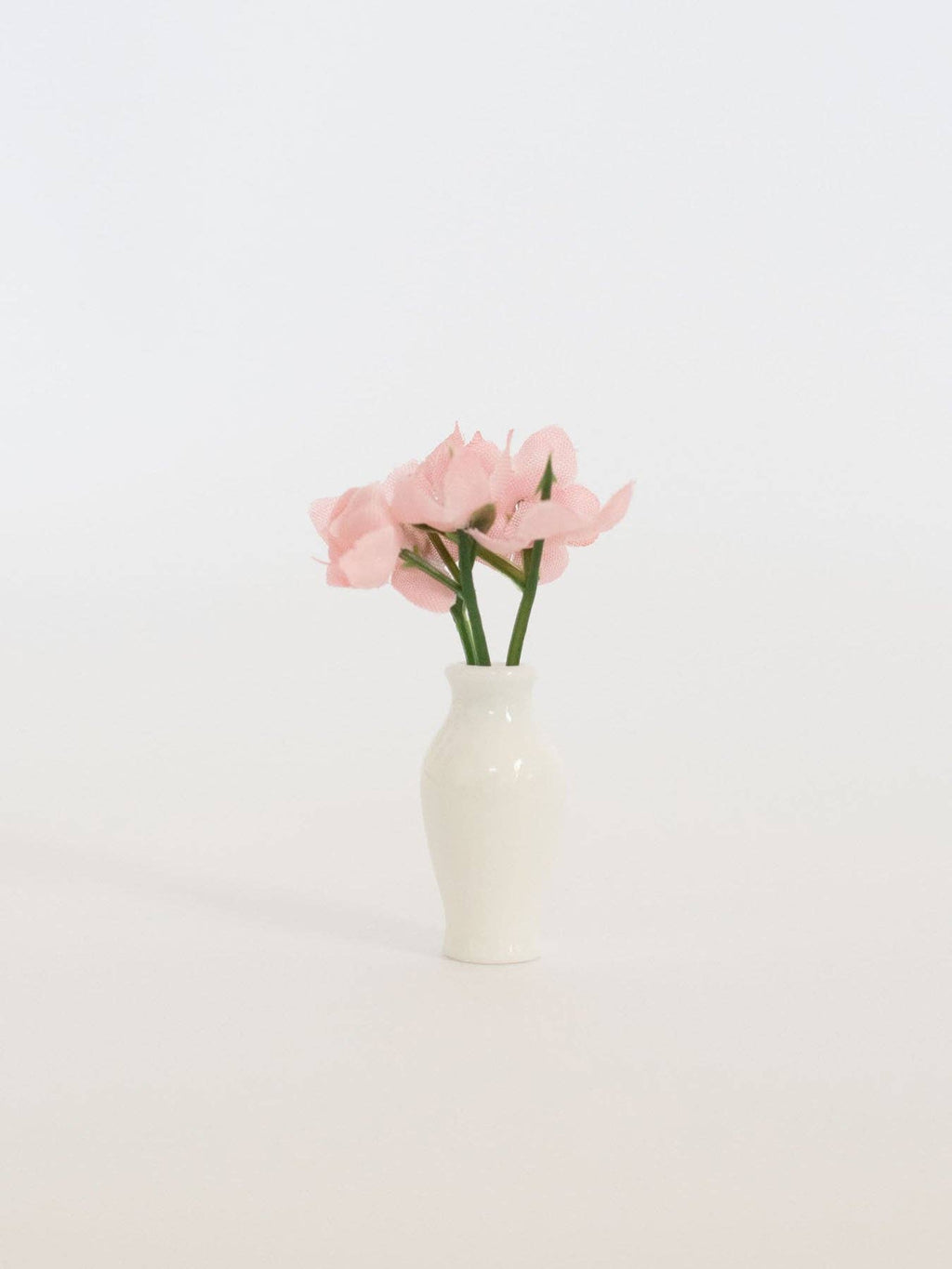 Bloom Vases with Flowers | Pink & White | Dollhouse Miniature Accessories & Decor: White