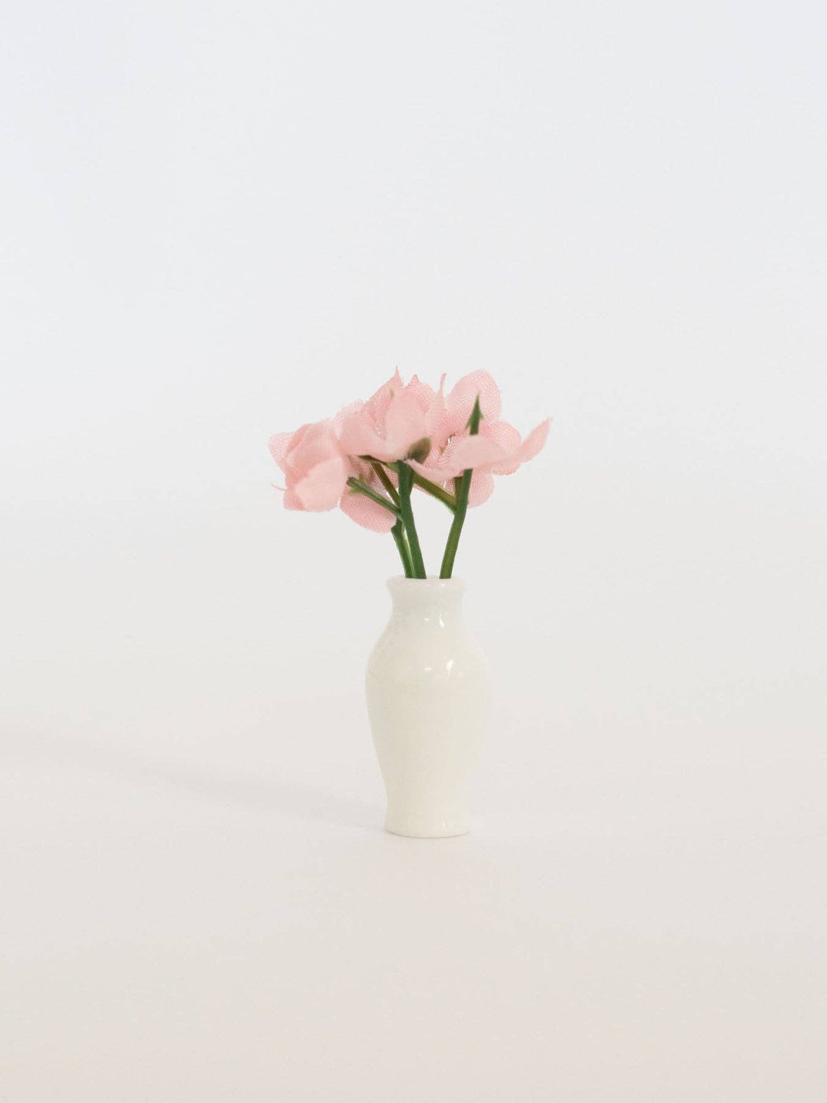 Bloom Vases with Flowers | Pink & White | Dollhouse Miniature Accessories & Decor: White