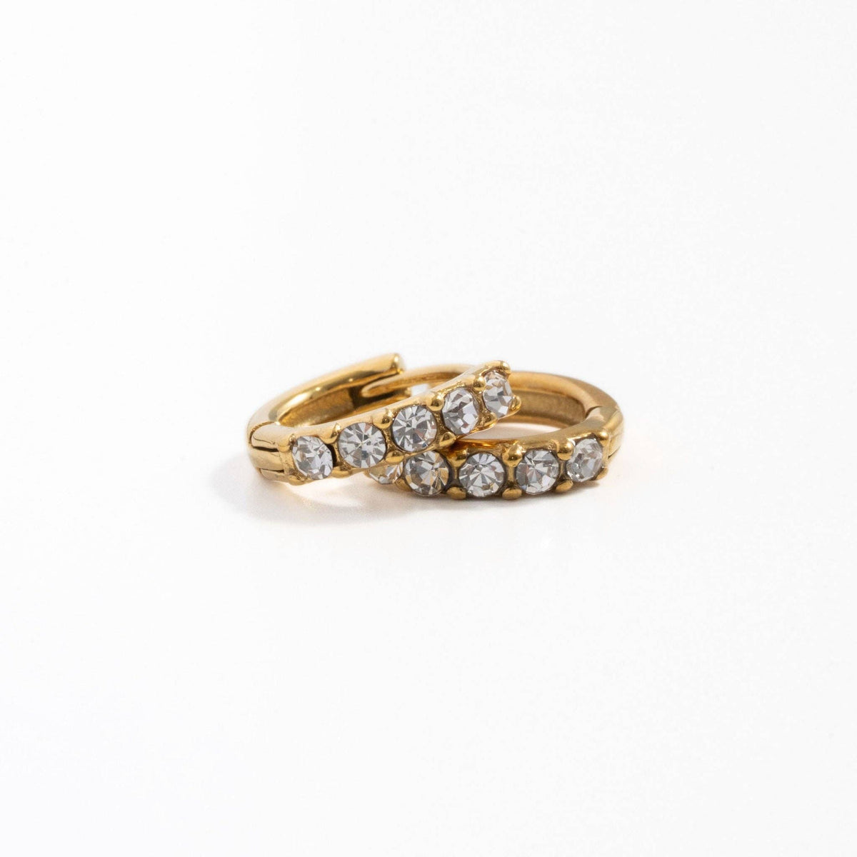 Dainty Gem Hoop Hoop - Hypoallergenic, Flat Back, Girl Gift : Diamond / Pair