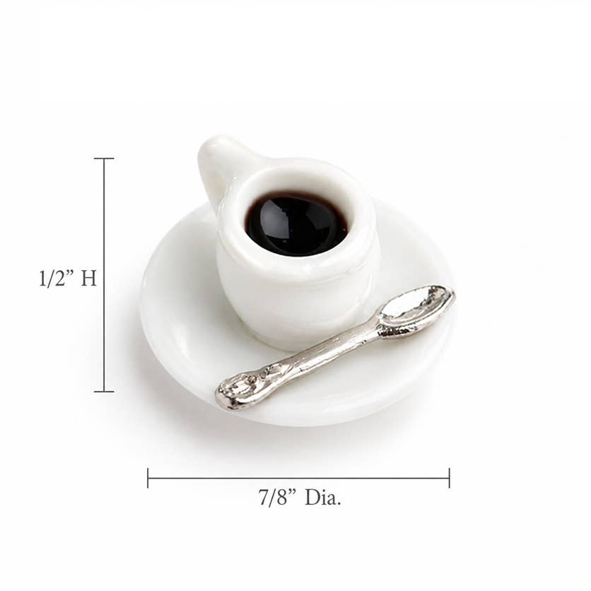7/8" Dollhouse Miniature Porcelain Coffee Cup