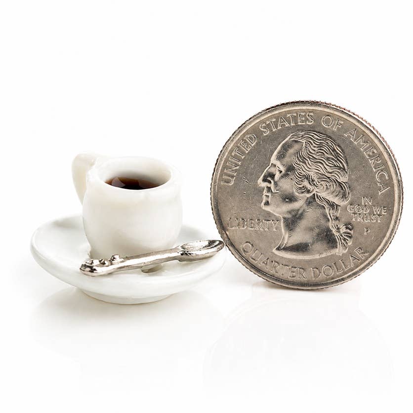 7/8" Dollhouse Miniature Porcelain Coffee Cup