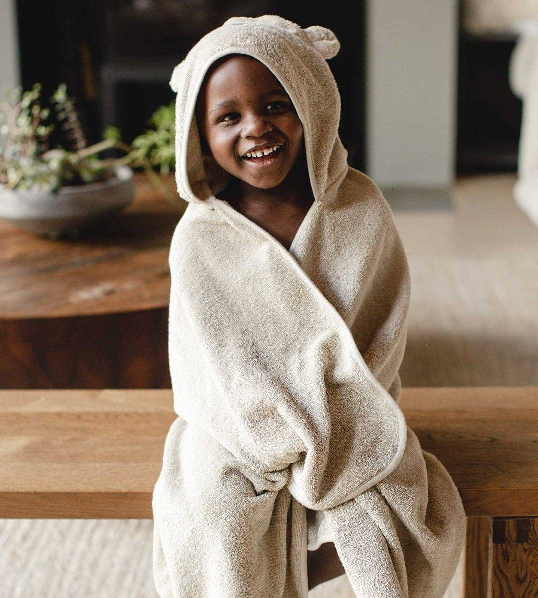 Organic Cotton Toddler Hooded Bear Towel: Bear Towel / Toddler Towel 50" x 26"