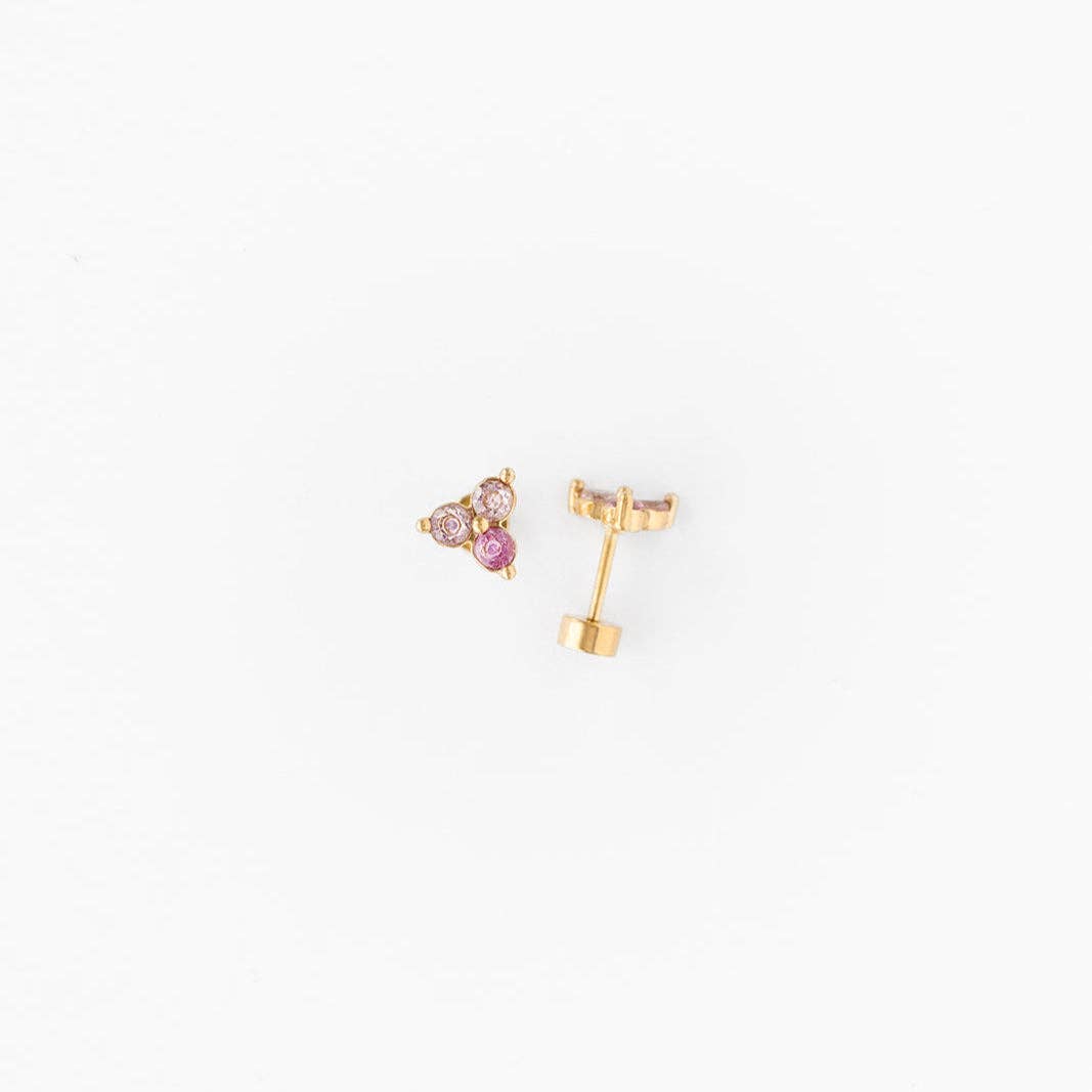 Ombré Gem Stud Earrings - Hypoallergenic, Flat Back, Girl : Electric Blue / Pair
