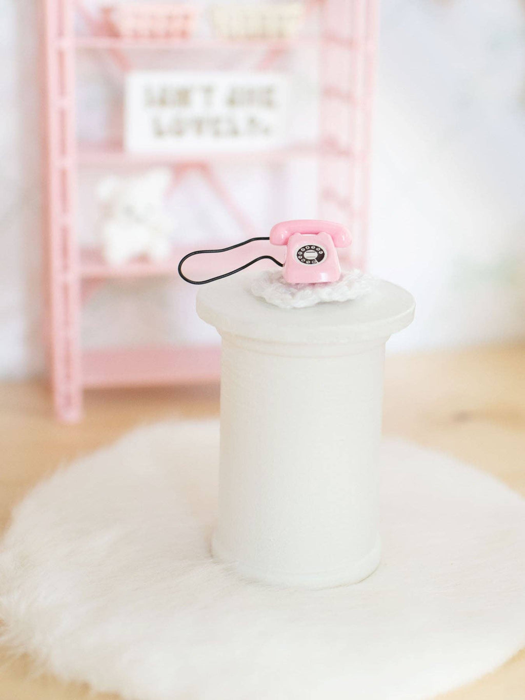 Tabletop Rotary Phone | Pink | Dollhouse Miniature Accessory