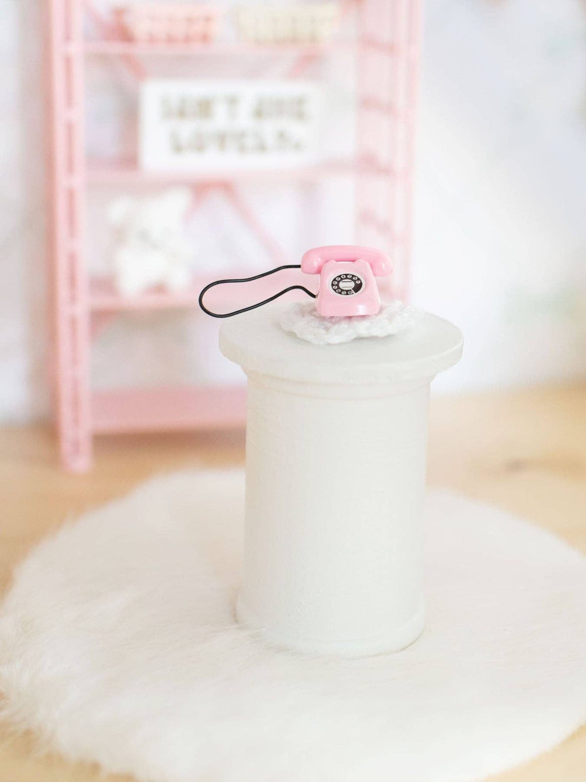 Tabletop Rotary Phone | Pink | Dollhouse Miniature Accessory
